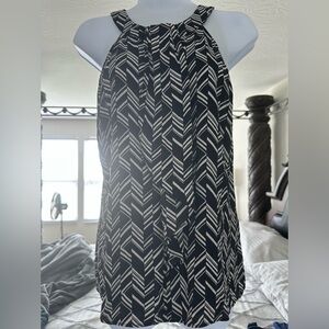 White House Black Market Black and White Geometric Blouse